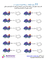 جدول ضرب العدد 11 - ورقة السيارات 2 (÷ و ×)
