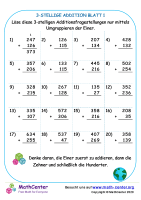 3-Stellige Addition Blatt 1