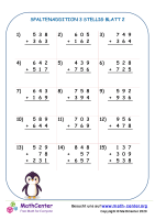 Spaltenaddition 3 Stellig (Tragen) Blatt 2