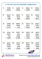 4-Stellige Addition Mehrere Summanden 2