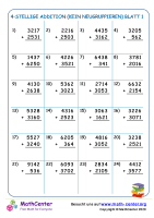 4-Stellige Addition (Kein Neugruppieren) Blatt 1