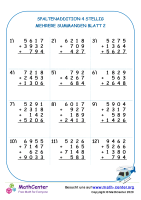 Spaltenaddition 4 Stellig Blatt 2