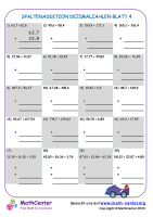 Spaltenaddition Dezimalzahlen Blatt 4
