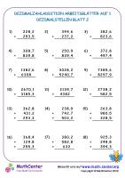 Dezimalzahladdition Arbeitsblätter Auf 1 Dezimalstellen Blatt 2