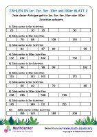 Zählen In 1Er, 2Er, 5Er, 10Er Und 100Er Blatt 2