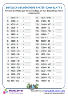 Divisionszugehörige Fakten 100Er Blatt 1