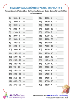 Divisionszugehörige Fakten 10Er Blatt 1