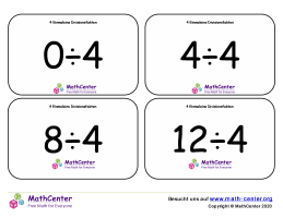 4 Einmaleins Divisionsfakten Karten Mit Ergebnissen