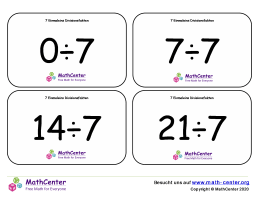 7 Einmaleins Divisionsfakten Karten Mit Ergebnissen