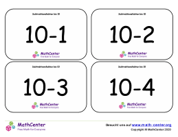Subtraktionsfakten Bis 10 Karteikarten
