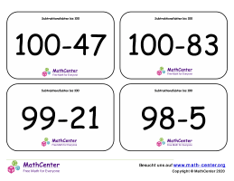 Subtraktionsfakten Bis 100 Karteikarten