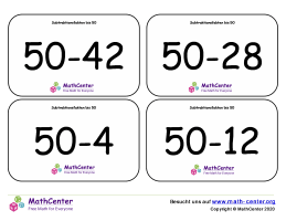 Subtraktionsfakten Bis 50 Karteikarten Mit Ergebnissen