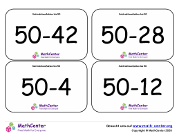 Subtraktionsfakten Bis 50 Karteikarten