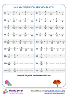 Das Addieren Von Brüchen Blatt 1