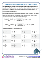 Umwandeln Von Brüchen In Dezimalzahlen Arbeitsblatt