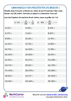 Umwandeln Von Prozenten In Brüche Blatt 1