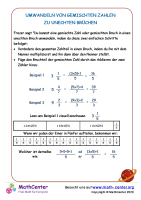Umwandeln Von Gemischten Zahlen In Unechte Zahlen