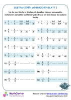 Subtrahieren Von Brüchen Blatt 2A