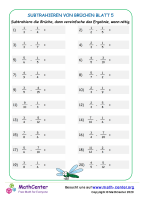 Subtrahieren Von Brüchen Blatt 5