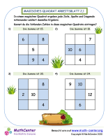 Magisches Quadrat Arbeitsblatt 2.1