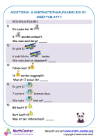 Additions & Subtraktionsfragestellungen Bis 20 Blatt 1