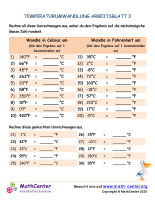 Temperaturumwandlung Arbeitsblatt 3