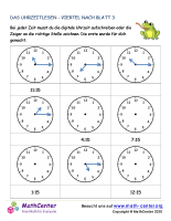 Das Uhrzeitlesen - Viertel Nach Blatt 3