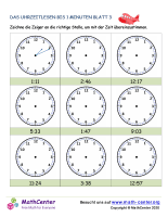 Das Uhrzeitlesen Bis 1 Minuten Blatt 3