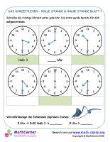 Das Uhrzeitlesen - Volle Stunde & Halbe Stunde Blatt 1