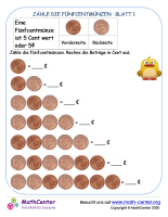 Zähle Fünfcentmünzen 1 Eur