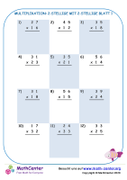 Multiplikation: 2-Stellige Mit 2-Stellige Blatt 1