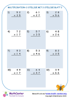 Multiplikation: 2-Stellige Mit 2-Stellige Blatt 2