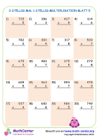 3-Stellig Mal 1-Stellig Multiplikation Blatt 5