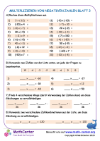 Multiplizieren Von Negativen Zahlen Blatt 3