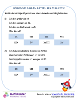 Römische Zahlen Rätsel Bis 20 Blatt 2