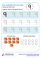 Das Schreiben Der Zahl Neun
