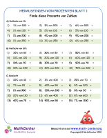 Herausfinden Von Prozenten Blatt 1