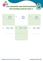 Das Addieren Und Subtrahieren Von Dezimalzahlen Quiz 9