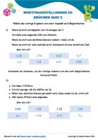 Wortfragestellungen Zu Brüchen Quiz 5