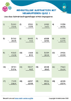 Mehrstellige Subtraktion Mit Neugruppieren Quiz 1