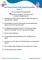 Multiplikations-Wortfragestellungen Quiz 11