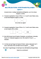 Multiplikations-Wortfragestellungen Quiz 9