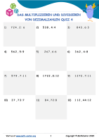 Das Multiplizieren Und Dividieren Von Dezimalzahlen Quiz 4