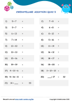 Zweistellige Addition Quiz 5
