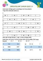 Zweistellige Zahlen Quiz 12