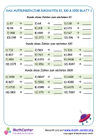 Das Aufrunden Zum Nächsten 10, 100 Und 1000 Blatt 1