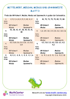 Mittelwert, Median, Modus Und Spannweite Blatt 3