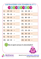 Subtrahieren Von Zehnern Blatt 1