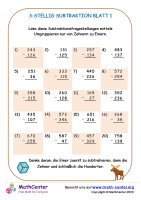 3-Stellig Subtraktion Blatt 1