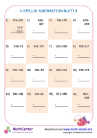 3-Stellig Subtraktion Blatt 8